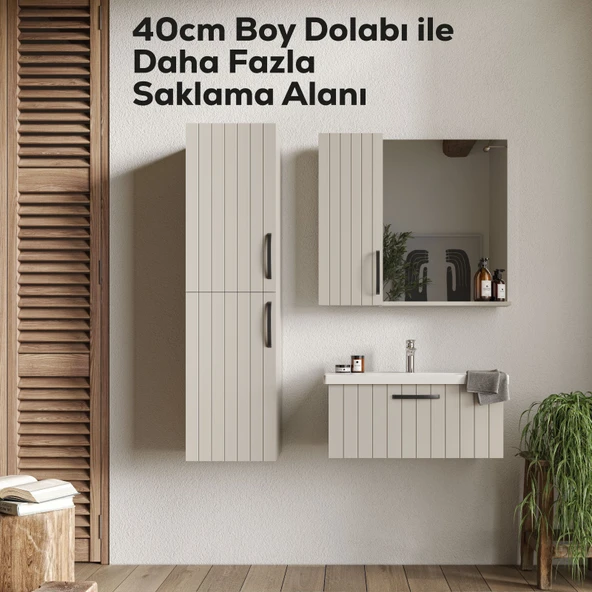 D10 40 cm Sağ Boy Dolabı Dafne Melamin Gövde Lake Kapak - Resim 2