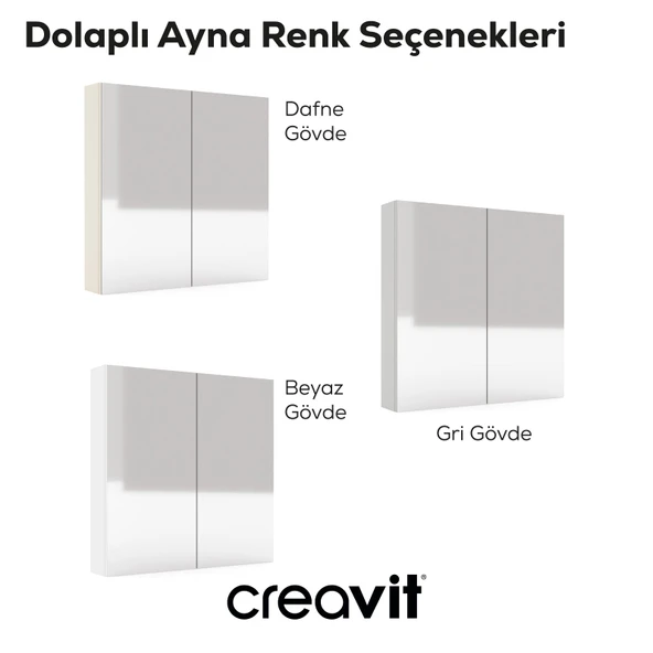 D20 80cm Melamin Aynalı Dolap Gri - 2