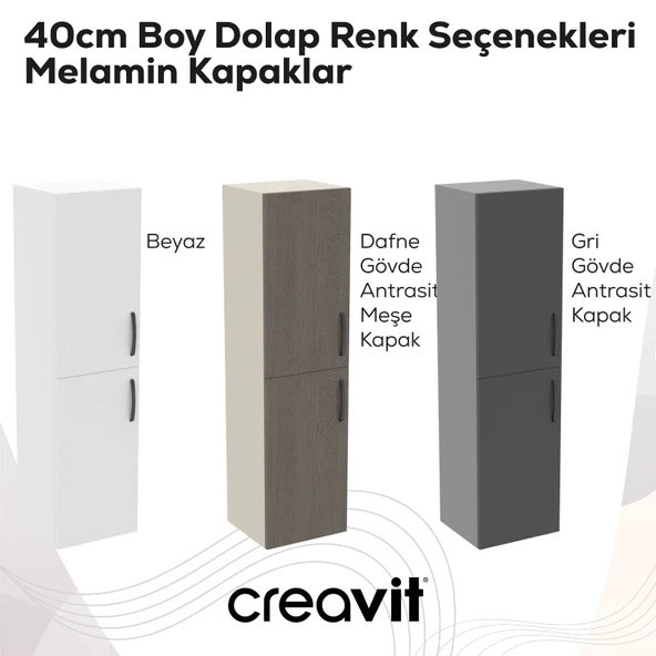 D10 40 cm Sağ Boy Dolabı Gri Melamin Gövde, Antrasit Kapak - Resim 2