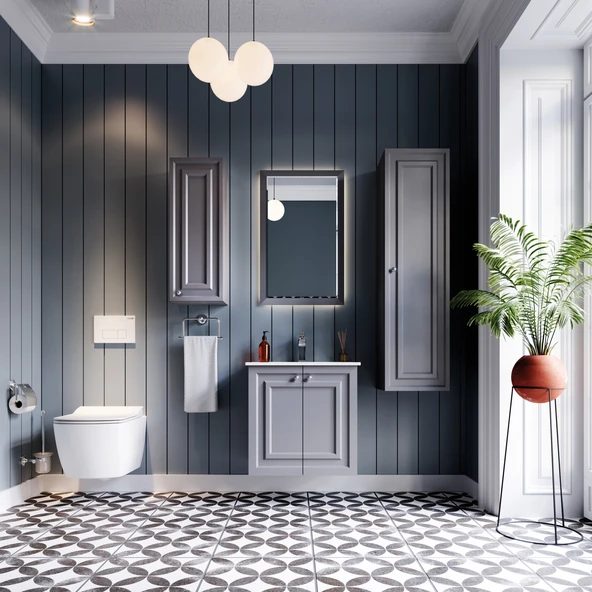 Kayra Lavabo Dolabı Çekmeceli 60cm Mat Antrasit ürün görseli