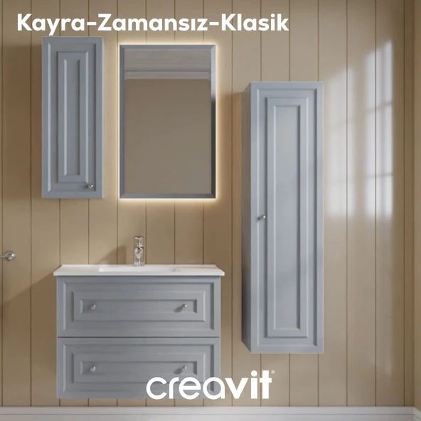 Kayra Lavabo Dolabı Çekmeceli 80cm Mat Gri - Resim 2
