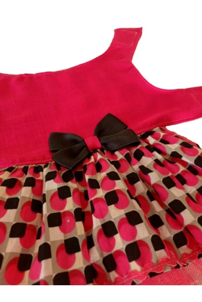 Gobo Siyah Fiyonklu Pembe Kedi ve Köpek Kıyafeti Elbisesi Medium/M/beden 2 - 3