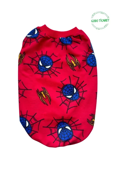 Goboticaret Kırmızı Örümcek Adam Spider Man Desenli Kedi Köpek Kıyafeti Elbisesi S/SMALL/Beden 1 - Resim 2
