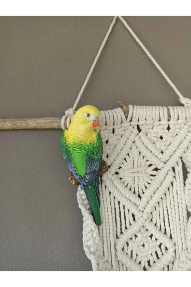 Gobo 1 Adet El Boyaması Muhabbet Kuşu Duvar Balkon Bahçe Süsü Farklı Renklerde - Resim 2