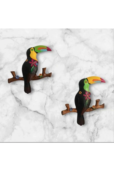 Gobo Büyük Boy Dekoratif Tukan Kuşu Farklı Renklerde Hediye Kutulu 2 Adet 23 x 26 cm - Resim 6
