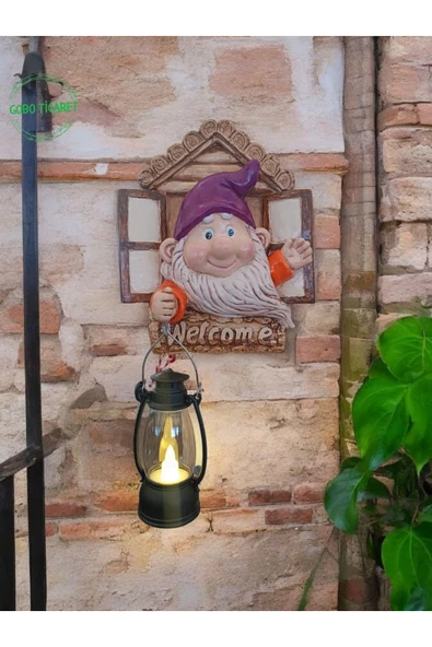 Gobo Fenerli Welcome Cücesi Dekoratif Kapı ve Duvar Süsü Farklı Renklerde - Resim 4