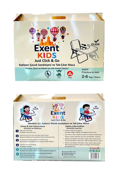 EXENT 2–6 Yaş, Katlanabilir Çocuk Sandalyesi ve Masası Tak-Çıkar Masa-Rainbow Unicorn-PEMBE - 7