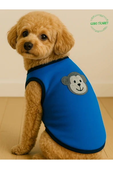 Goboticaret Beyaz Maymun Aplikeli Farklı Renklerde Kedi Köpek Kıyafeti Elbisesi ürün görseli