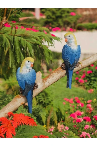 Gobo 1 Adet El Boyaması Muhabbet Kuşu Duvar Balkon Bahçe Süsü Farklı Renklerde - Resim 2