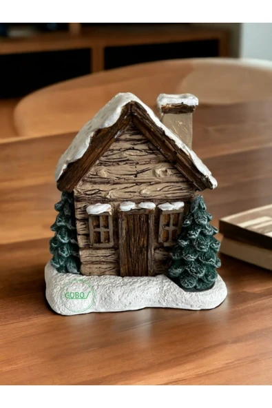 Gobo Sütlü Kahve Renkli Kar Efektli Ev Şeklinde Tütsülük Seramik Tozu - Resim 4