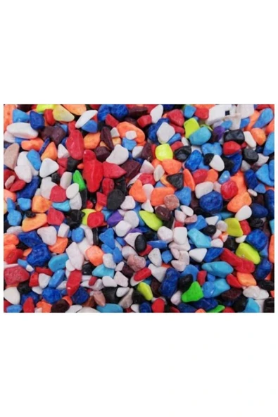 TROPİKAL Akvaryum – Fanus – Teraryum Karışık Renkli Dekor Taşları 8-10 Mm 1 Kg - 1