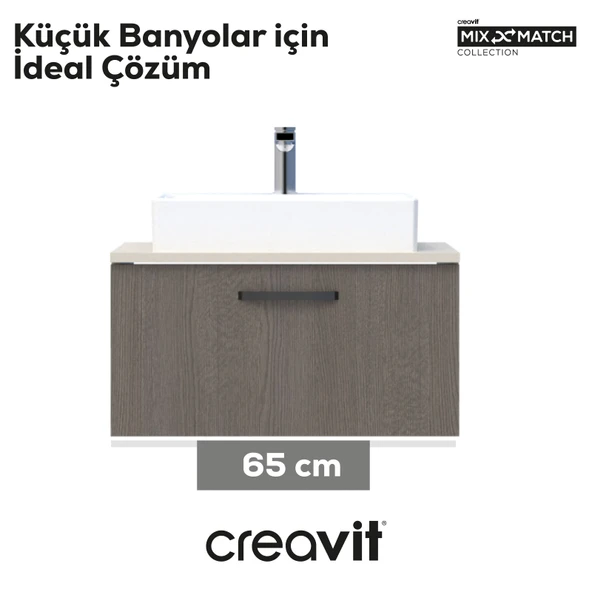 D10 Next Lavabo Dolabı Çekmeceli 65 cm Dafne Melamin - Resim 3