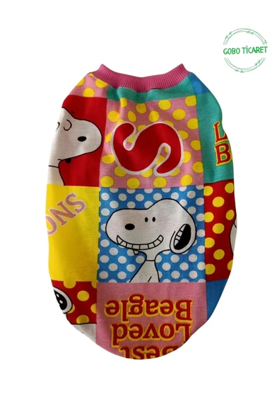 Gobo Snoopy Desenli Pembe Kollu Kedi Köpek Kıyafeti Elbisesi XLARGE/XL/Beden 4 - Resim 2