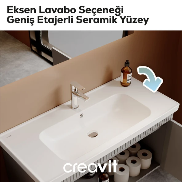 D10 Eksen Lavabo Dolabı Çekmeceli 80 cm Dafne Lake - Resim 5