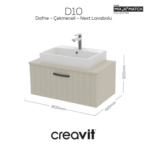 D10 Next Lavabo Dolabı Çekmeceli 80 cm Dafne Lake ürün görseli 1