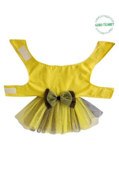 Gobo Sarı-Siyah Kurdeleli Sarı Kedi Köpek Kıyafeti Elbisesi XLARGE/XL/Beden 4 - 3