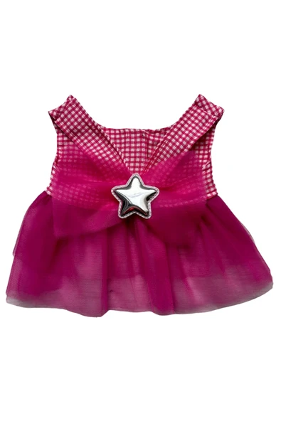 Gobo Yıldızlı Pembe Kareli Tüllü Kedi ve Köpek Kıyafeti Elbisesi - Resim 5