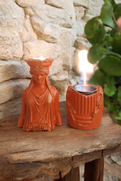Gobo Dekoratif Karyadit Kızı ve Ateş Çukuru Seti Hediyeli Bacasız Şömine Turuncu - Resim 3