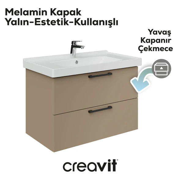 D20 80 Cm İki Çekmeceli Lav. Dolabı Dafne Melamin (Demonte) - Resim 6