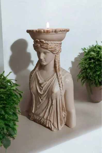 Gobo Dekoratif Masa üstü Karyadit Kızı Bacasız Şömine Sütlü Kahve