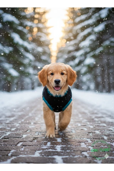 Gobo Siyah Kışlık Kedi Köpek Kıyafeti Sarı Kedi Baskılı Kışlık Siyah Elbise - Resim 2