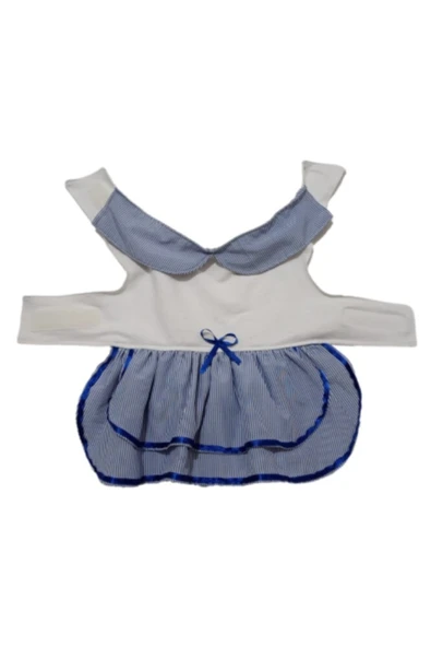 Gobo Denizci Mavi Yakalı Kurdeleli Dişi Kedi Köpek Kıyafeti Elbisesi Medium/m/beden 2 - Resim 4