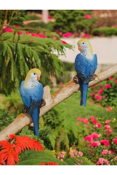 Gobo 2 Adet El Boyaması Muhabbet Kuşu Duvar Balkon Bahçe Süsü Farklı Renklerde - Resim 2