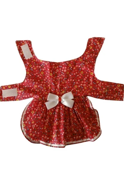 Gobo Rengarenk Çiçekli Beyaz Kurdeleli Kedi ve Köpek Kıyafeti Elbisesi - Resim 4