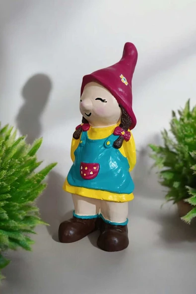 Gobo Dekoratif Bahçe ve Balkon Cüceleri Farklı Renklerde Seramik Tozu El Boyaması (24 x 10 cm) 1 Adet - Resim 3