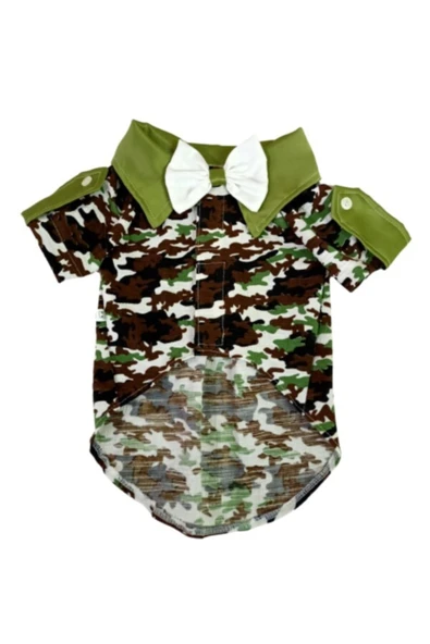 Gobo Kamuflaj Desenli Beyaz Papyonlu Erkek Kedi Köpek Kıyafeti Elbisesi Large/l/beden 3 ürün görseli 1