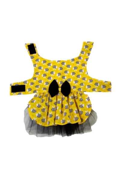 Gobo Arı Desenli Sarı Kedi Köpek Kıyafeti Elbisesi - Resim 7