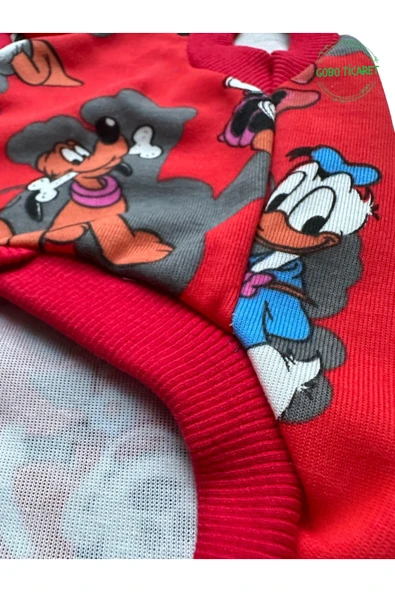 Goboticaret Kırmızı Minnie Mouse Desenli Kedi Köpek Kıyafeti Elbisesi Kırmızı Kollu - Resim 3
