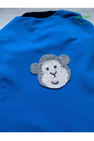 Gobo Beyaz Maymun Aksesuarlı Mavi Kedi Köpek Kıyafeti Elbisesi S/SMALL/Beden 1 - Resim 4