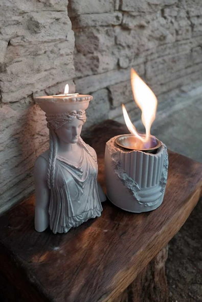 Gobo Dekoratif Karyadit Kızı ve Ateş Çukuru Seti Gri ürün görseli