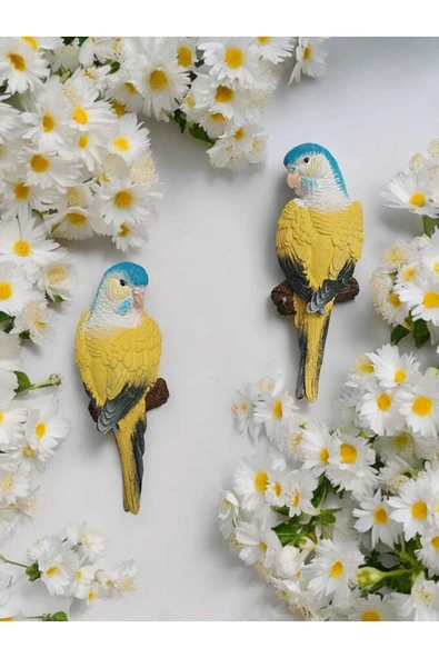 Gobo 2 Adet El Boyaması Muhabbet Kuşu Duvar Balkon Bahçe Süsü Farklı Renklerde - Resim 2