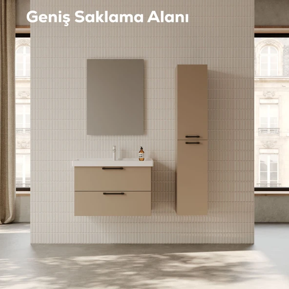 D20 65 Cm İki Çekmeceli Lavabo Dolabı Dafne Melamin Kapak (Demonte) - Resim 2