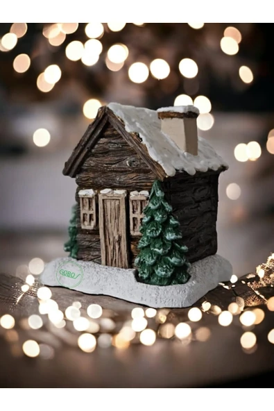 Gobo Kahverengi Kar Efektli Yılbaşı Temalı El Boyaması Tütsülük - Resim 3