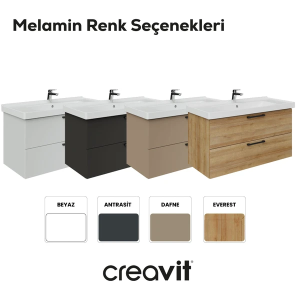 D20 100 Cm İki Çekmeceli Lv. Dlb. Antrasit Melamin - Resim 4