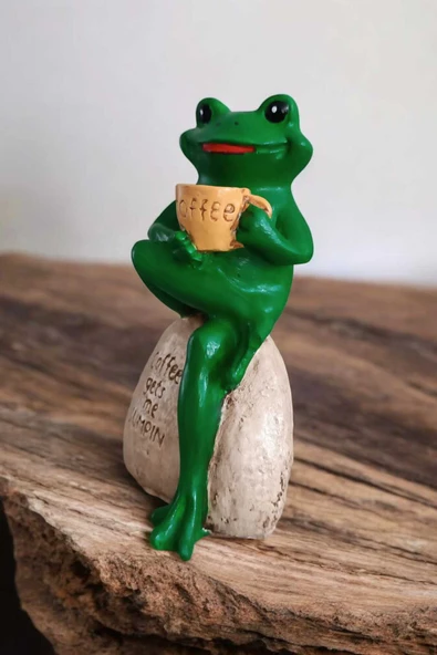 Gobo Keyifçi Kurbağa Dekoratif Obje El Boyaması Figür 15x8 Cm - Resim 6