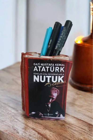 Gobo Atatürk'ün Nutuk Kitabı Şeklinde Kalemlik 10 x 8 cm - Resim 2