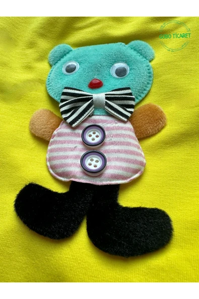 Goboticaret Sevimli Yeşil Ayıcık Aksesuarlı Fosforlu Sarı Kedi Köpek Kıyafeti Elbisesi Kırmızı Kollu - Resim 4