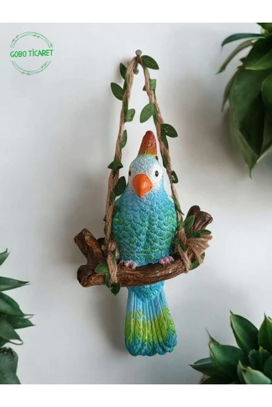 Gobo GoboTicaret 3 Adet Dekoratif Sallanan Duvar ve Bahçe Süsü Kuş Biblo Farklı Renk Seçenekleri 13*9 cm - Resim 3