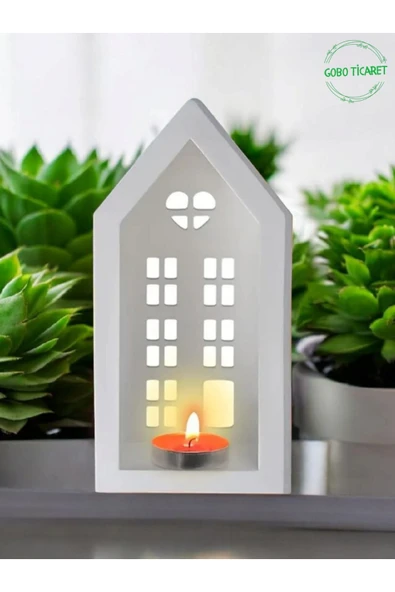 Gobo Mum Hediyeli 3'lü Ev Mumluk Seti – Dekoratif Aydınlatma & Şık Ev Dekoru(18,5 cm / 16,1 cm / 12,5 cm) - Resim 6