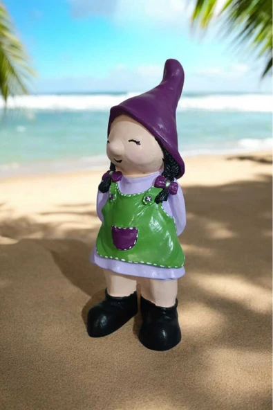 Gobo Dekoratif Bahçe ve Balkon Cüceleri Farklı Renklerde Seramik Tozu El Boyaması (24 x 10 cm) 1 Adet - Resim 3