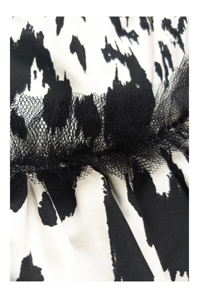 Gobo Siyah Beyaz Leopar Desenli Tüllü Kedi Köpek Kıyafeti Elbisesi - Resim 5