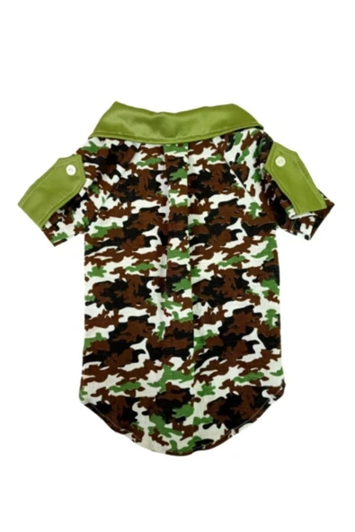 Gobo Kamuflaj Desenli Beyaz Papyonlu Erkek Kedi Köpek Kıyafeti Elbisesi Small/s/beden 1 - Resim 2