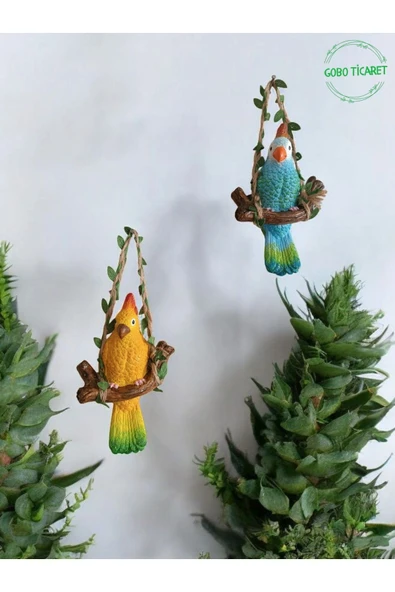 Gobo GoboTicaret 1 Adet Dekoratif Sallanan Duvar ve Bahçe Süsü Kuş Biblo Farklı Renk Seçenekleri 13*9 cm - Resim 2