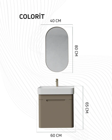 Colorit Çekmeceli Lavabo Dolabı 60 cm Berry - Resim 4