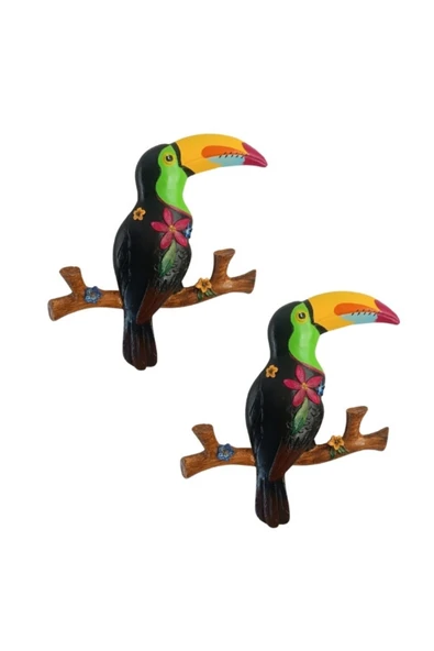 Gobo Büyük Boy Dekoratif Tukan Kuşu Farklı Renklerde Hediye Kutulu 2 Adet 23 x 26 cm - Resim 2