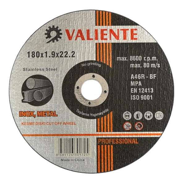 Fixonic Valiente VAL16773 180mm Inox Metal Kesme Taşı ( 10'lu Paket) ürün görseli 1